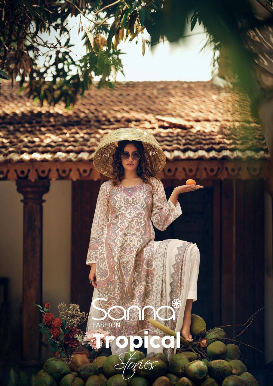  Tropical stories by SANNA FASHION 11173 To 11178 Series Beautiful Fancy Stylish Colourful casual wear Pure Milanz cottonDresses At Wholesale Price